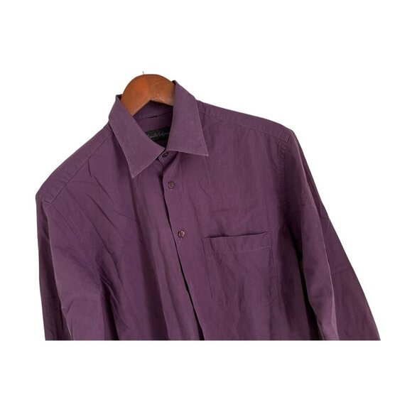 Emile Lafaurie Button Down Shirt Purple Collared Long Sleeves & Front Pocket - Picture 3 of 8